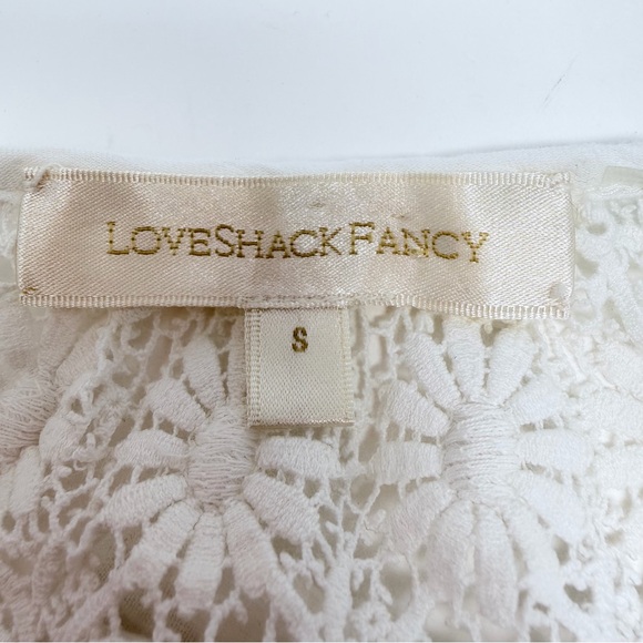 LoveShackFancy Elaina White Lace Ruffle Crop Top Blouse Size Small - Picture 5 of 9